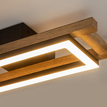 Lampada da soffitto semi-incassata a LED rettangolare in legno integrata per corridoio e ingresso