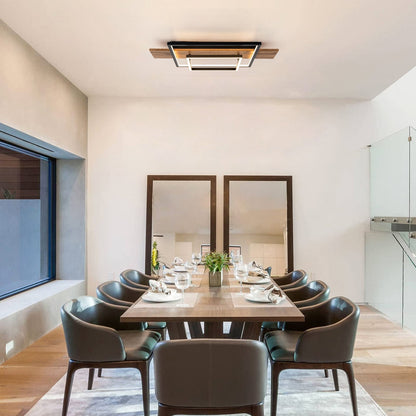 Lampada da soffitto semi-incassata a LED rettangolare in legno integrata per corridoio e ingresso