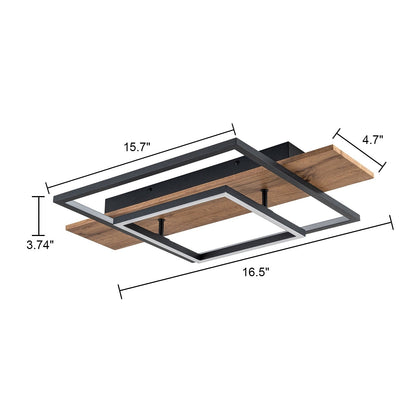 Lampada da soffitto semi-incassata a LED rettangolare in legno integrata per corridoio e ingresso