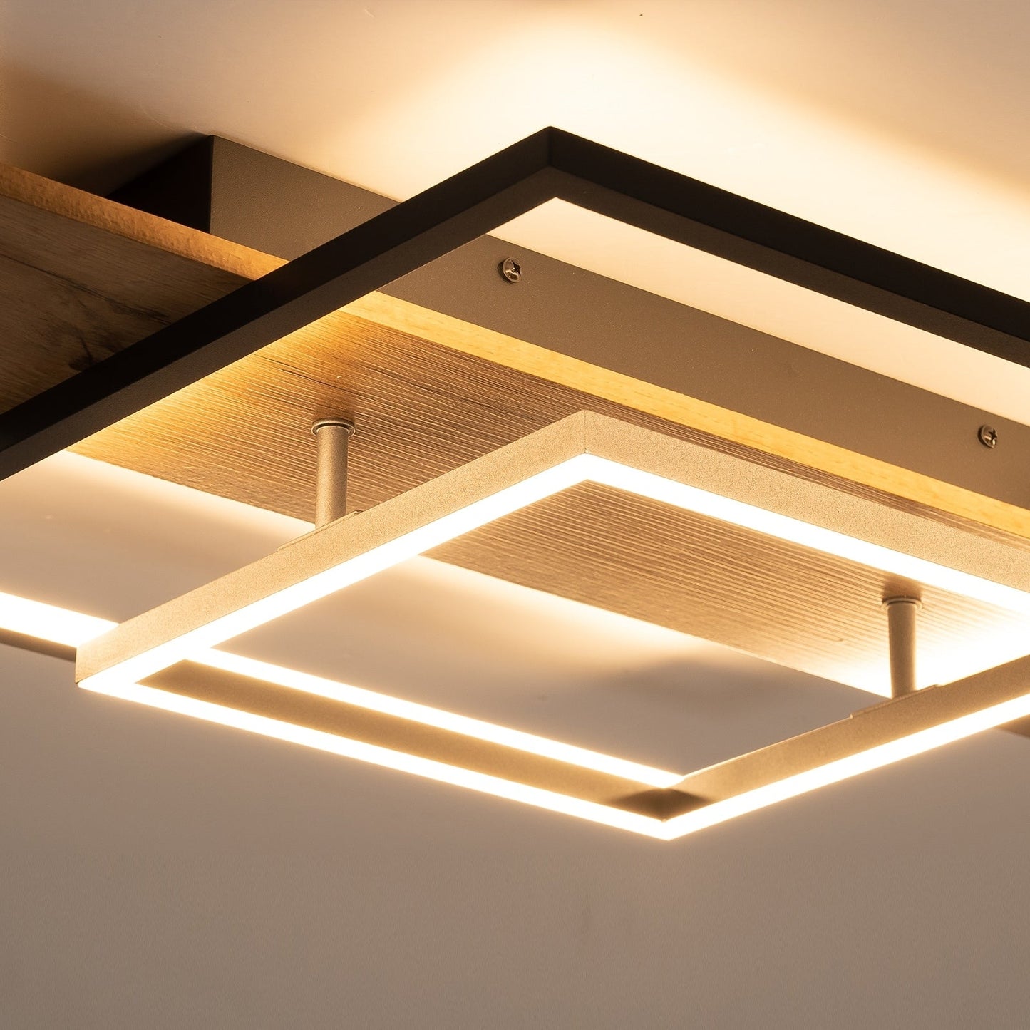 Lampada da soffitto semi-incassata a LED rettangolare in legno integrata per corridoio e ingresso