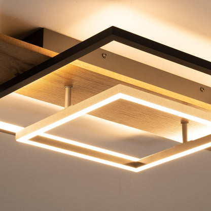 Lampada da soffitto semi-incassata a LED rettangolare in legno integrata per corridoio e ingresso