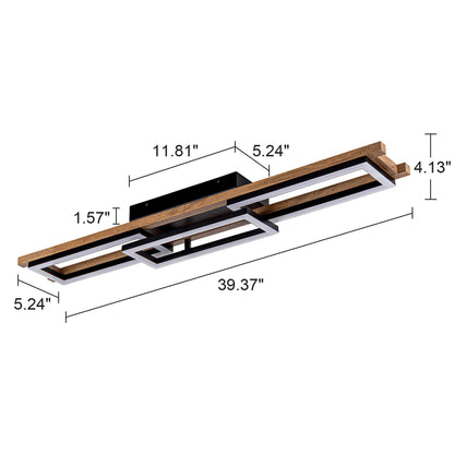 Lampada da soffitto semi-incassata a LED rettangolare in legno integrata per corridoio e ingresso