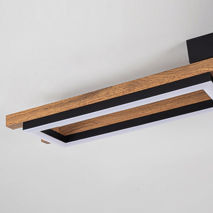Lampada da soffitto semi-incassata a LED rettangolare in legno integrata per corridoio e ingresso