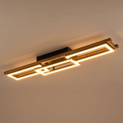 Lampada da soffitto semi-incassata a LED rettangolare in legno integrata per corridoio e ingresso
