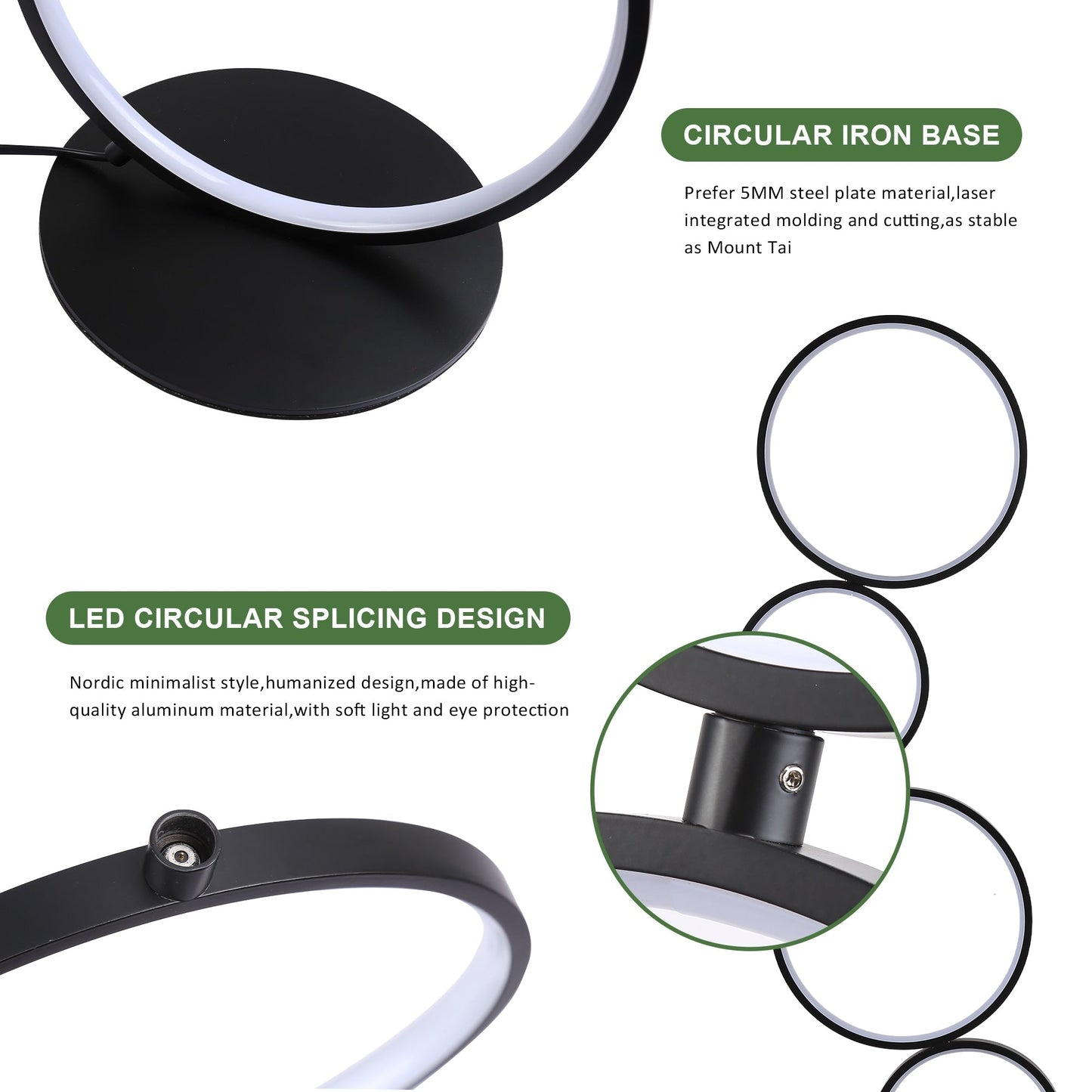 Lampada da terra moderna a LED dimmerabile, lampada da terra angolare luminosa a 3 vie con 5 anelli per soggiorno