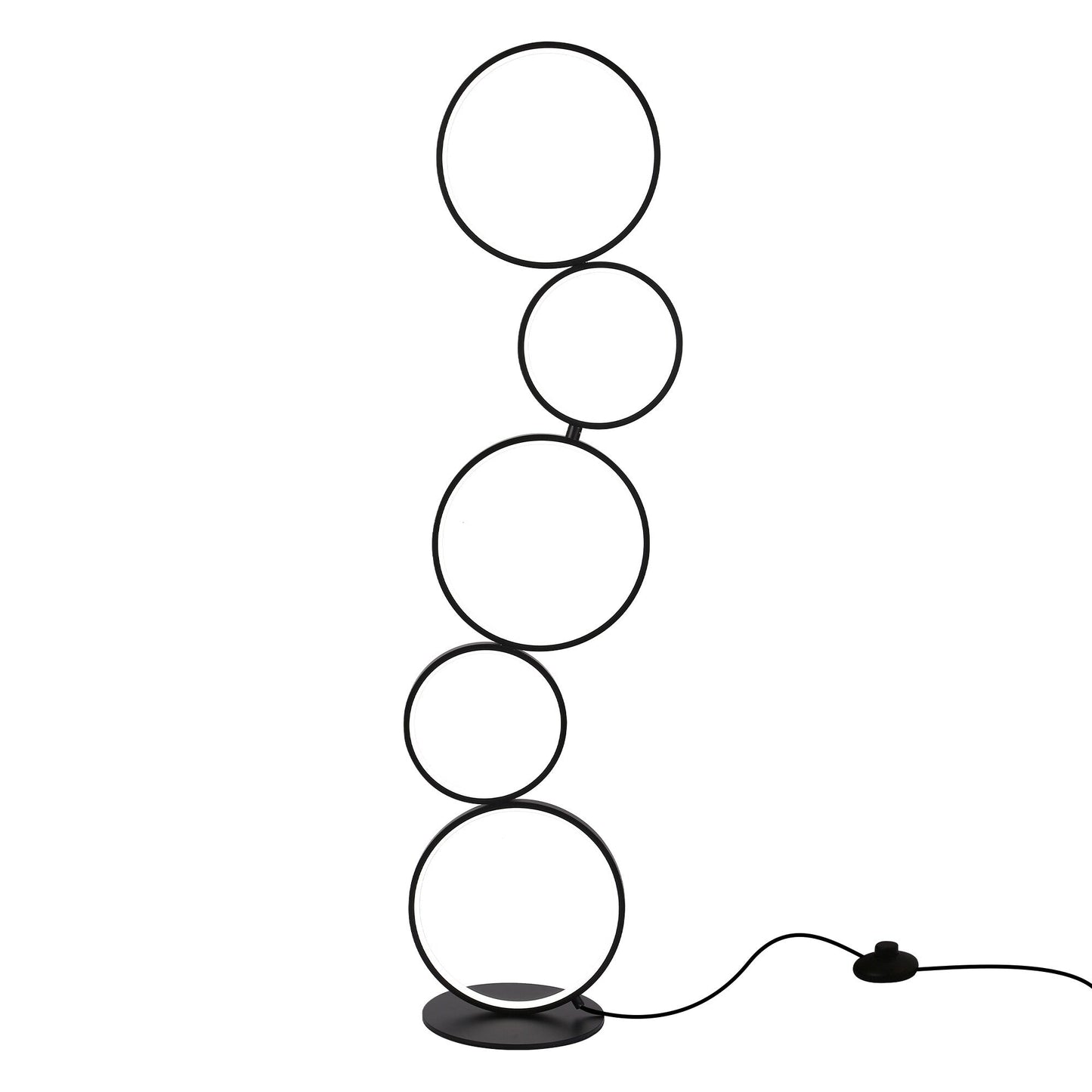 Lampada da terra moderna a LED dimmerabile, lampada da terra angolare luminosa a 3 vie con 5 anelli per soggiorno