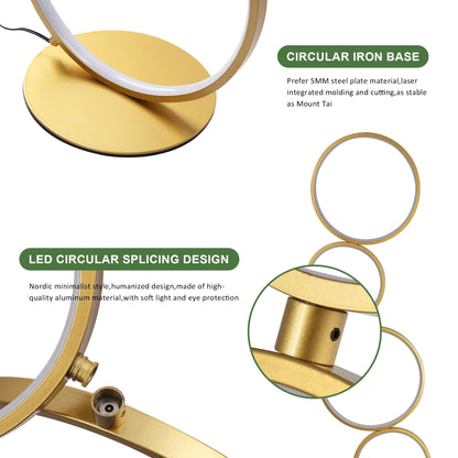 Lampada da terra moderna a LED dimmerabile, lampada da terra angolare luminosa a 3 vie con 5 anelli per soggiorno