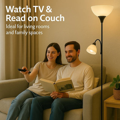 Lampada da terra bianca LIGHTACCENTS con paralume conico bianco opalino – Lampade da terra, lampade da terra a torcia per soggiorno, camera da letto...