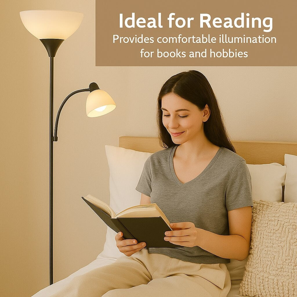 Lampada da terra bianca LIGHTACCENTS con paralume conico bianco opalino – Lampade da terra, lampade da terra a torcia per soggiorno, camera da letto...