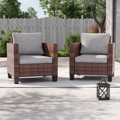 LIVOOSUN 2 pezzi set di sedute da esterno per patio in rattan marrone