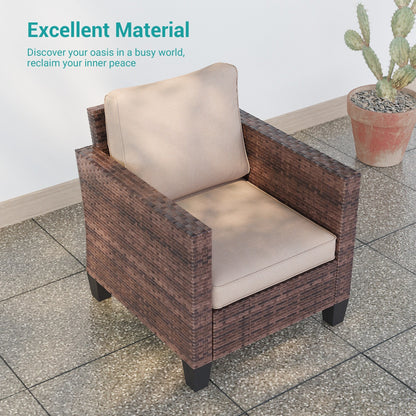 LIVOOSUN 2 pezzi set di sedute da esterno per patio in rattan marrone