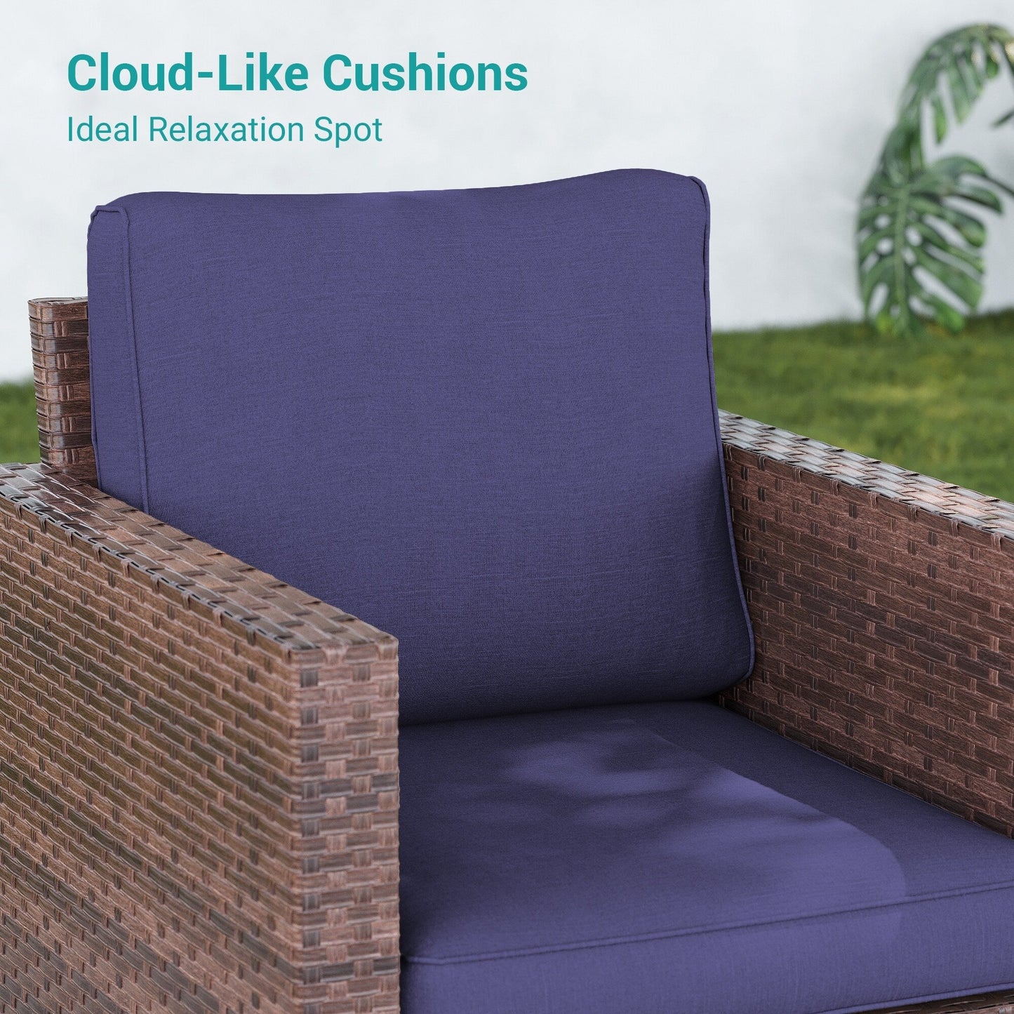 LIVOOSUN 2 pezzi set di sedute da esterno per patio in rattan marrone