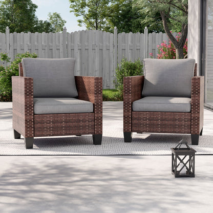 LIVOOSUN 2 pezzi set di sedute da esterno per patio in rattan marrone