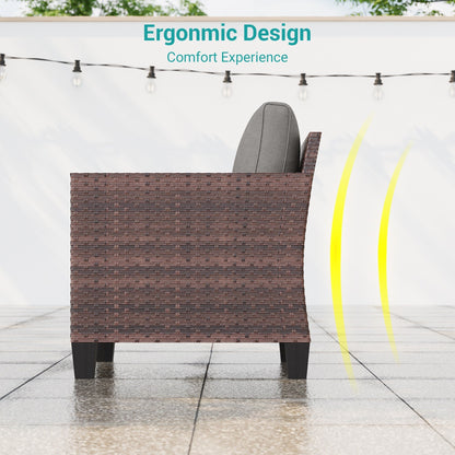 LIVOOSUN 2 pezzi set di sedute da esterno per patio in rattan marrone