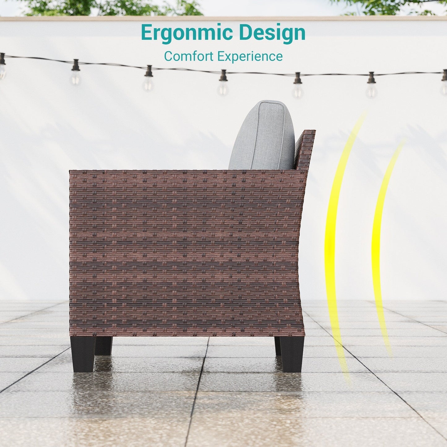 LIVOOSUN 2 pezzi set di sedute da esterno per patio in rattan marrone