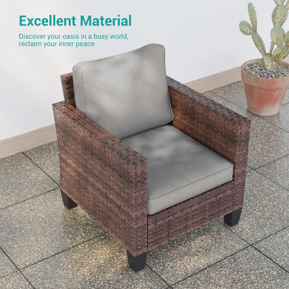 LIVOOSUN 2 pezzi set di sedute da esterno per patio in rattan marrone