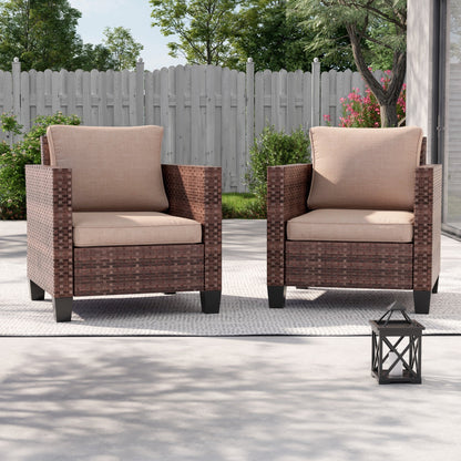 LIVOOSUN 2 pezzi set di sedute da esterno per patio in rattan marrone