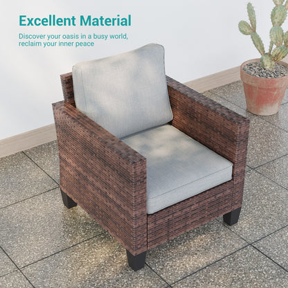 LIVOOSUN 2 pezzi set di sedute da esterno per patio in rattan marrone