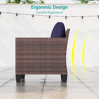 LIVOOSUN 2 pezzi set di sedute da esterno per patio in rattan marrone