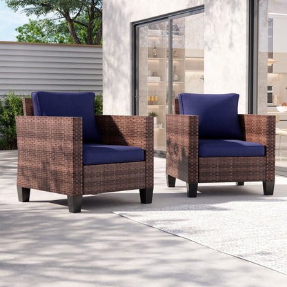 LIVOOSUN 2 pezzi set di sedute da esterno per patio in rattan marrone
