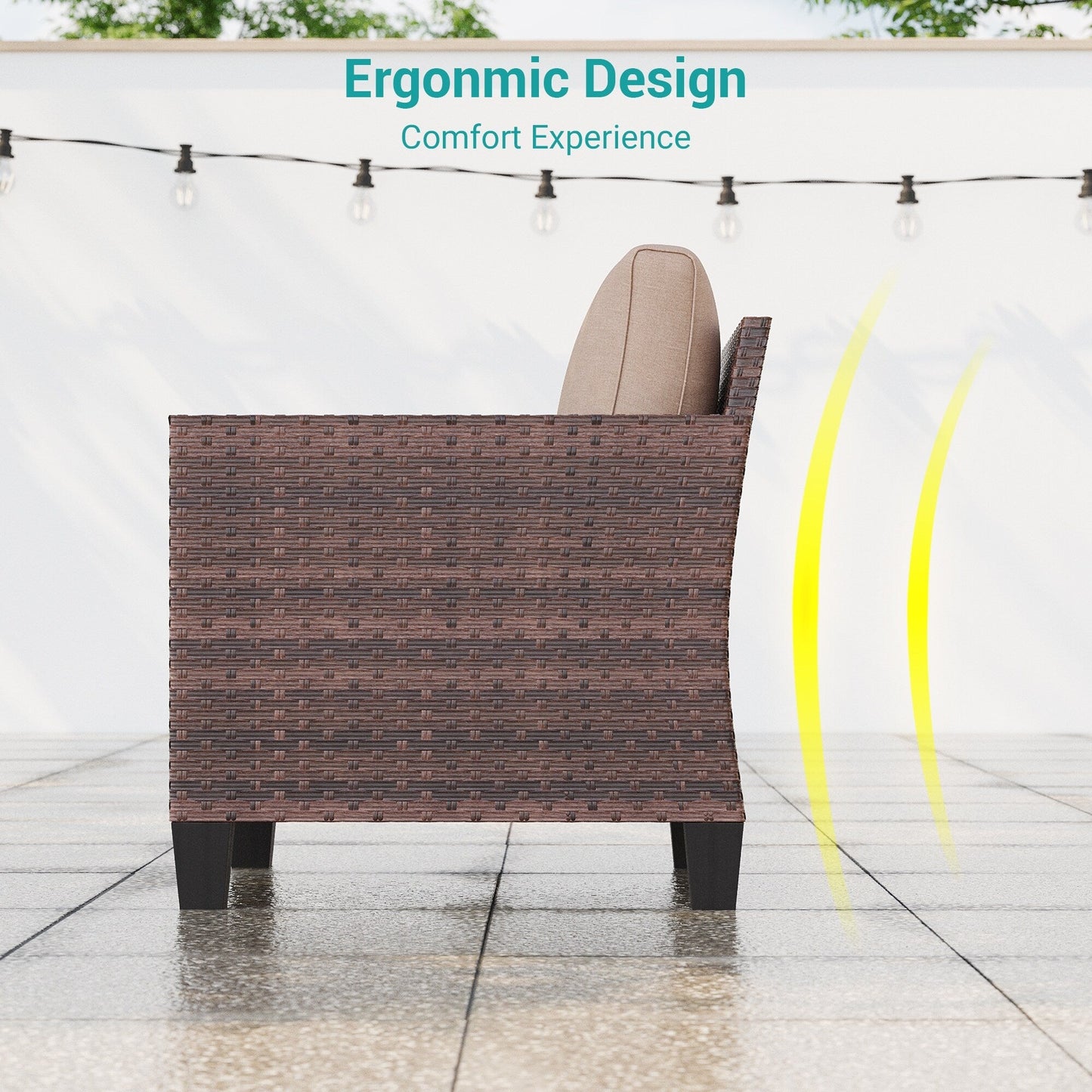 LIVOOSUN 2 pezzi set di sedute da esterno per patio in rattan marrone