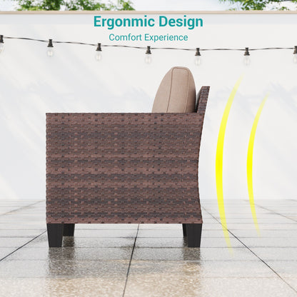 LIVOOSUN 2 pezzi set di sedute da esterno per patio in rattan marrone