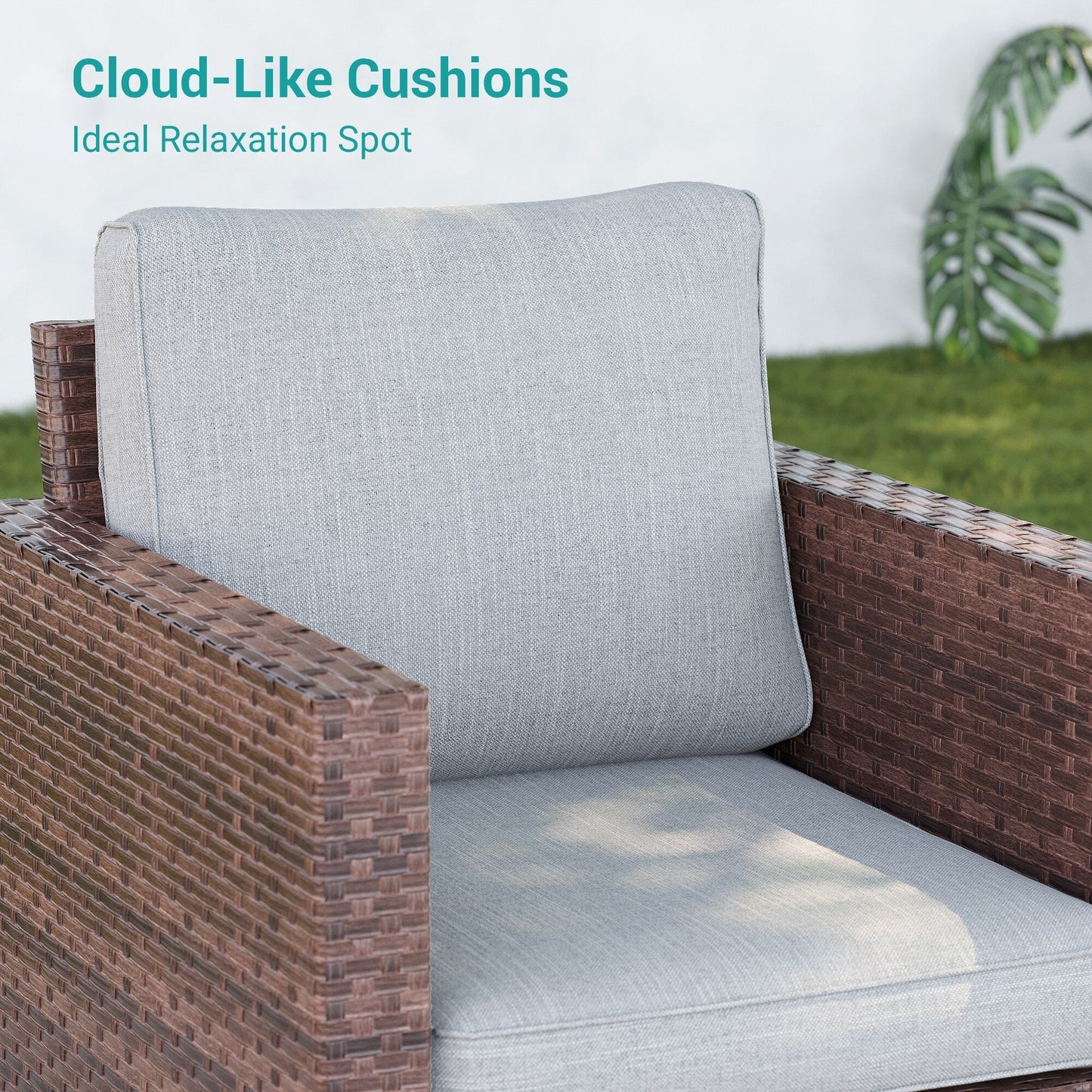 LIVOOSUN 2 pezzi set di sedute da esterno per patio in rattan marrone