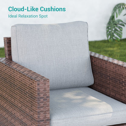 LIVOOSUN 2 pezzi set di sedute da esterno per patio in rattan marrone