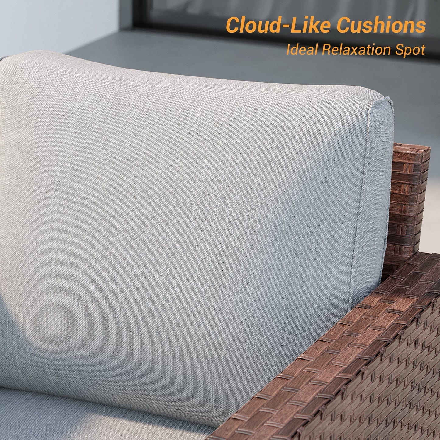 LIVOOSUN Set di 3 divani da giardino in rattan marrone Conversation da giardino