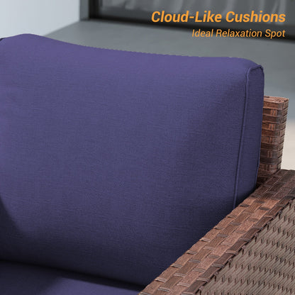 LIVOOSUN Set di 3 divani da giardino in rattan marrone Conversation da giardino