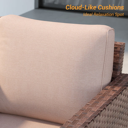 LIVOOSUN Set di 3 divani da giardino in rattan marrone Conversation da giardino