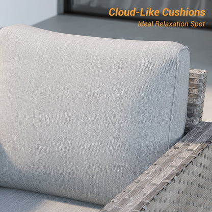 LIVOOSUN Set di 3 divani da giardino in rattan marrone Conversation da giardino