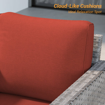 LIVOOSUN Set di 3 divani da giardino in rattan marrone Conversation da giardino