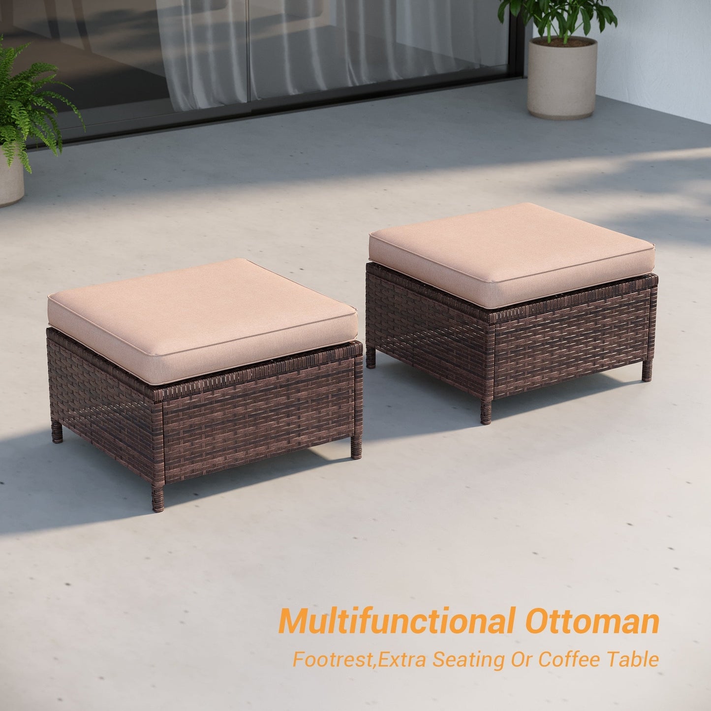 LIVOOSUN Set di 3 divani da giardino in rattan marrone Conversation da giardino