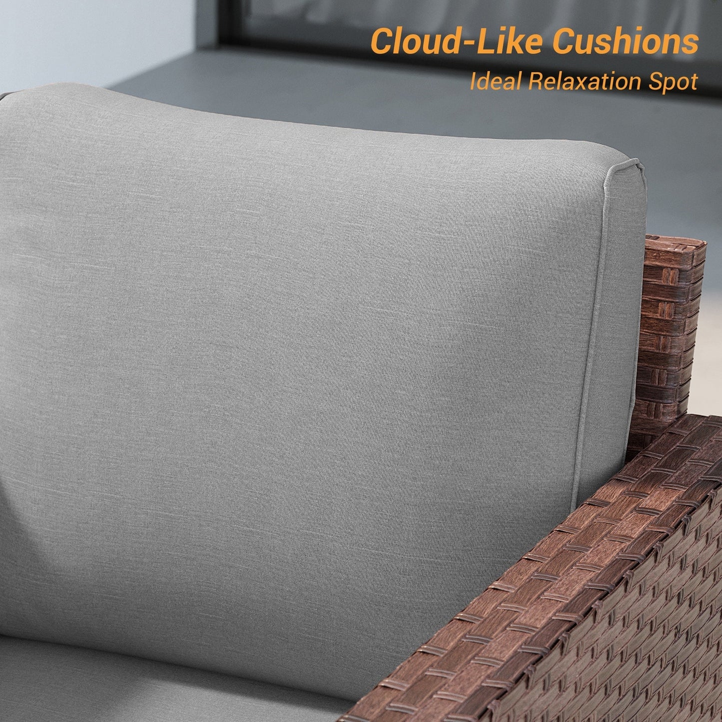 LIVOOSUN Set di 3 divani da giardino in rattan marrone Conversation da giardino