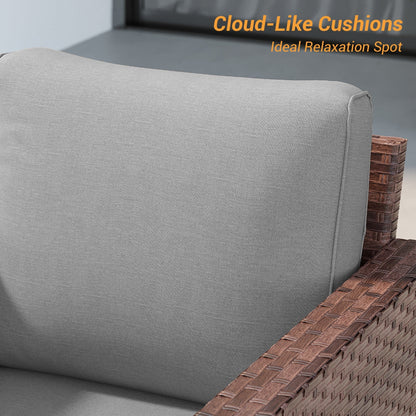 LIVOOSUN Set di 3 divani da giardino in rattan marrone Conversation da giardino