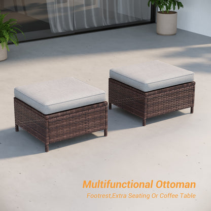 LIVOOSUN Set di 3 divani da giardino in rattan marrone Conversation da giardino