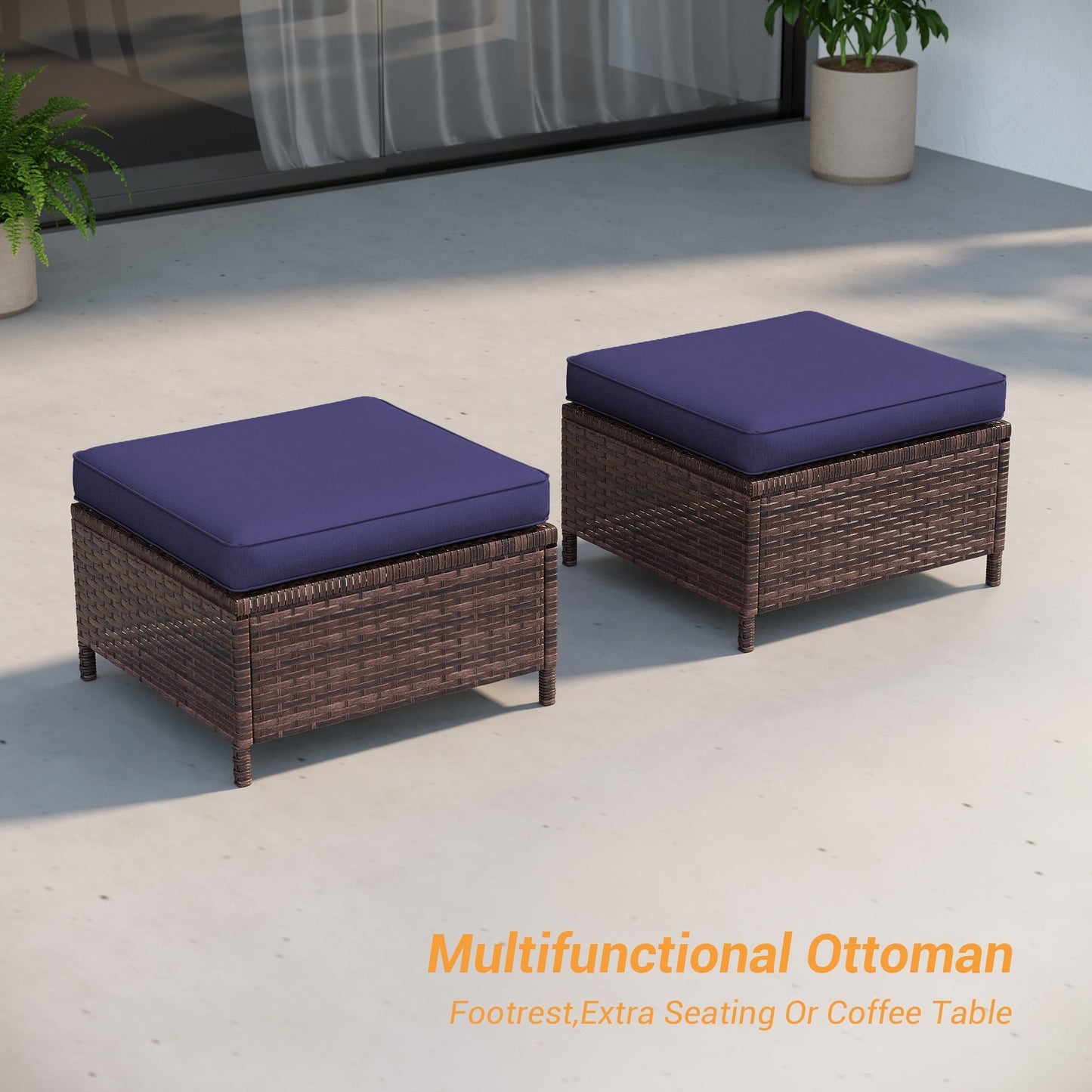 LIVOOSUN Set di 3 divani da giardino in rattan marrone Conversation da giardino