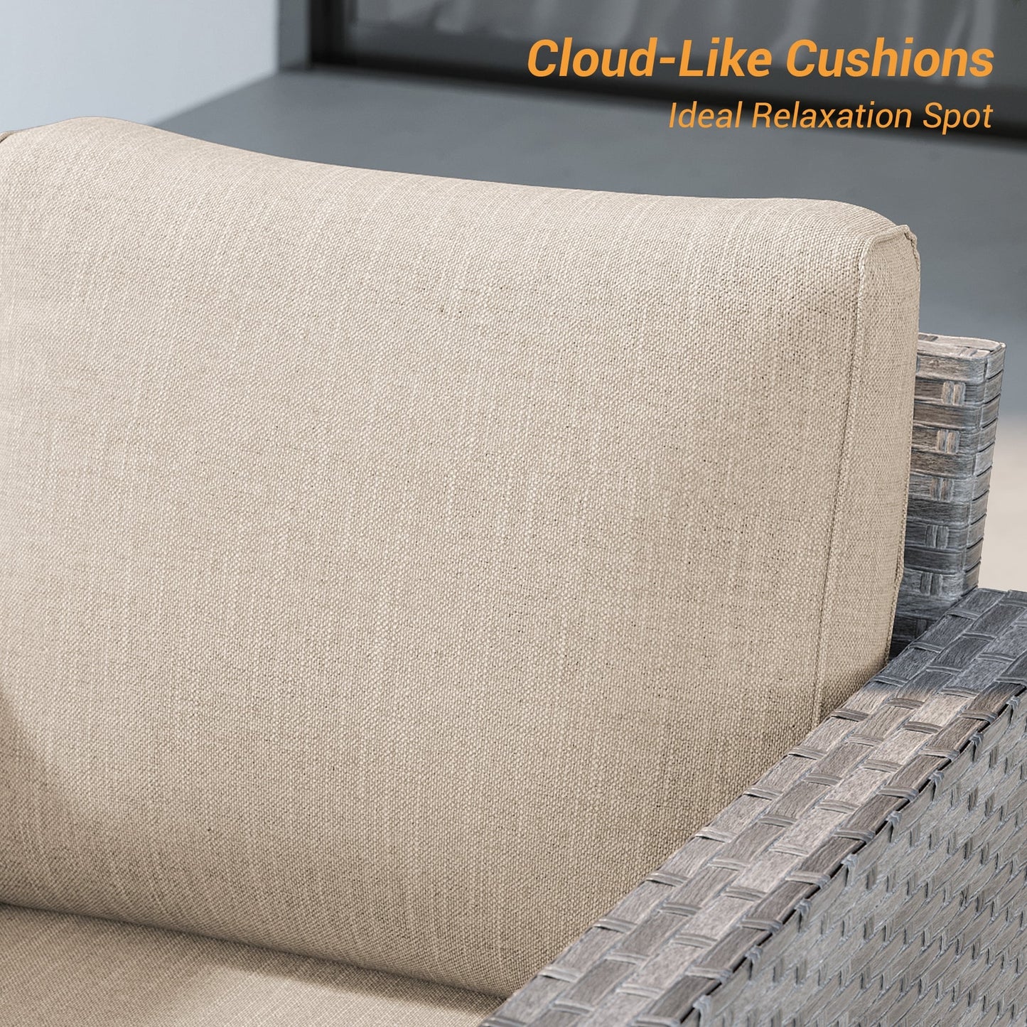 LIVOOSUN Set di 3 divani da giardino in rattan marrone Conversation da giardino