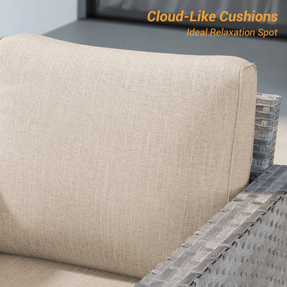 LIVOOSUN Set di 3 divani da giardino in rattan marrone Conversation da giardino