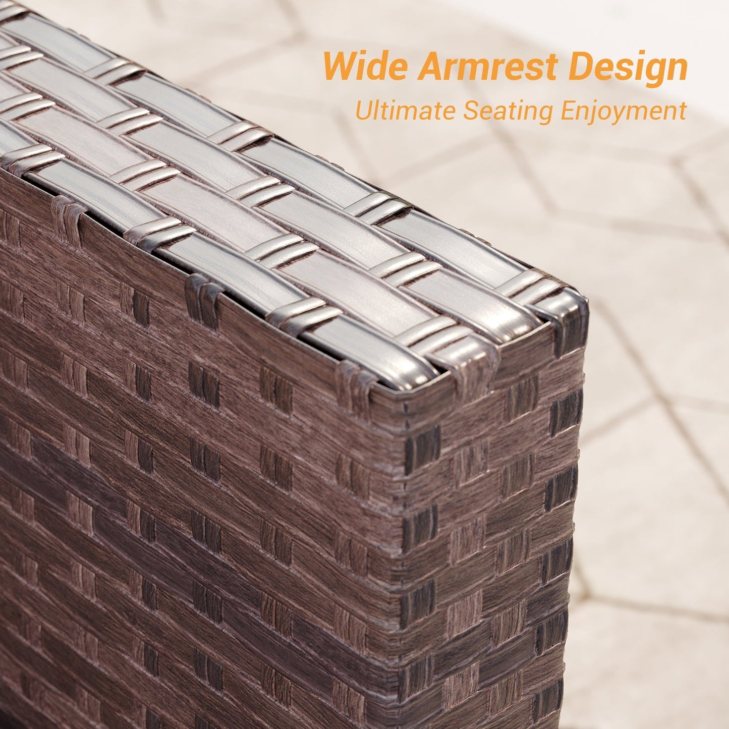 LIVOOSUN Set di 3 divani da giardino in rattan marrone Conversation da giardino