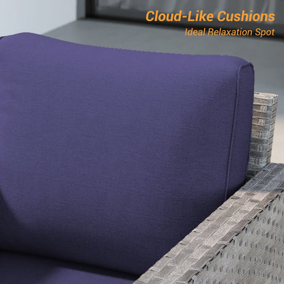 LIVOOSUN Set di 3 divani da giardino in rattan marrone Conversation da giardino