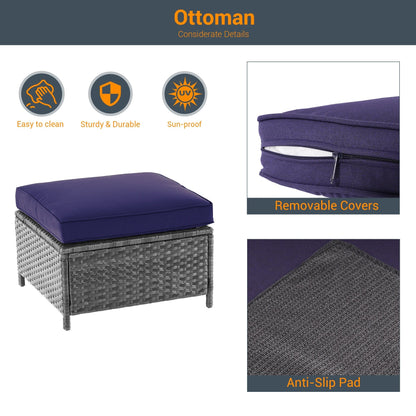 LIVOOSUN Set di 3 divani da giardino in rattan grigio Conversation, per esterni