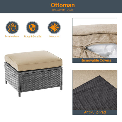 LIVOOSUN Set di 3 divani da giardino in rattan grigio Conversation, per esterni