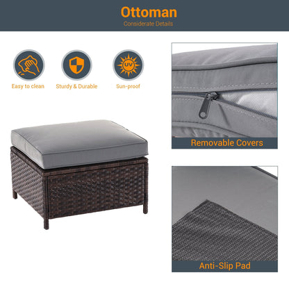 LIVOOSUN Set di mobili da giardino in rattan marrone da 5 pezzi, set di sedute con rivestimento