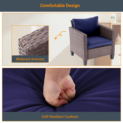 LIVOOSUN Set di mobili da giardino in rattan marrone da 5 pezzi, set di sedute con rivestimento