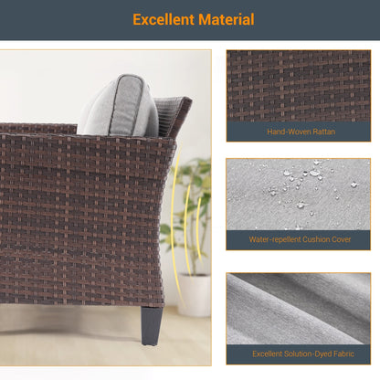 LIVOOSUN Set di mobili da giardino in rattan marrone da 5 pezzi, set di sedute con rivestimento