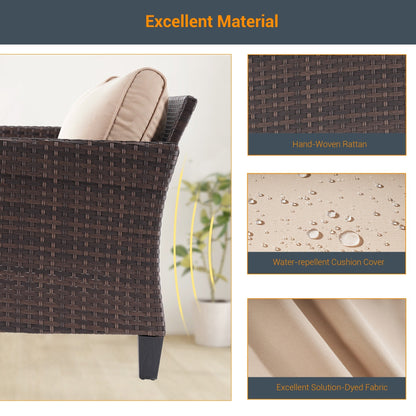 LIVOOSUN Set di mobili da giardino in rattan marrone da 5 pezzi, set di sedute con rivestimento