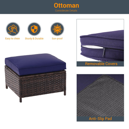 LIVOOSUN Set di mobili da giardino in rattan marrone da 5 pezzi, set di sedute con rivestimento