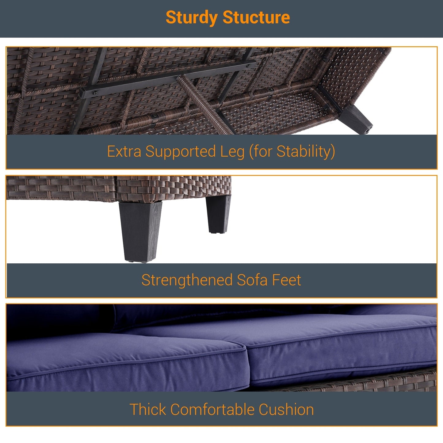 LIVOOSUN Set di mobili da giardino in rattan marrone da 5 pezzi, set di sedute con rivestimento